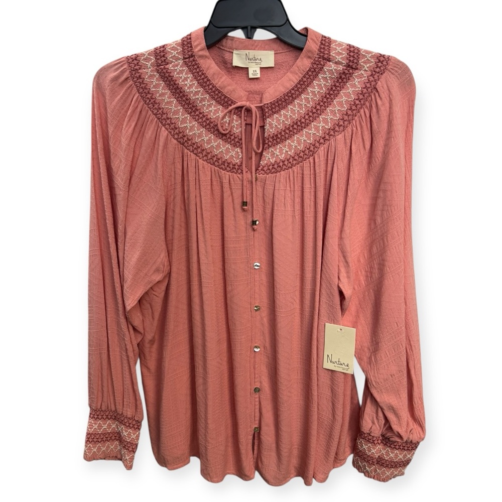 Nurture Women's Pink Blouse with Embroidery Size 2X/3X *224